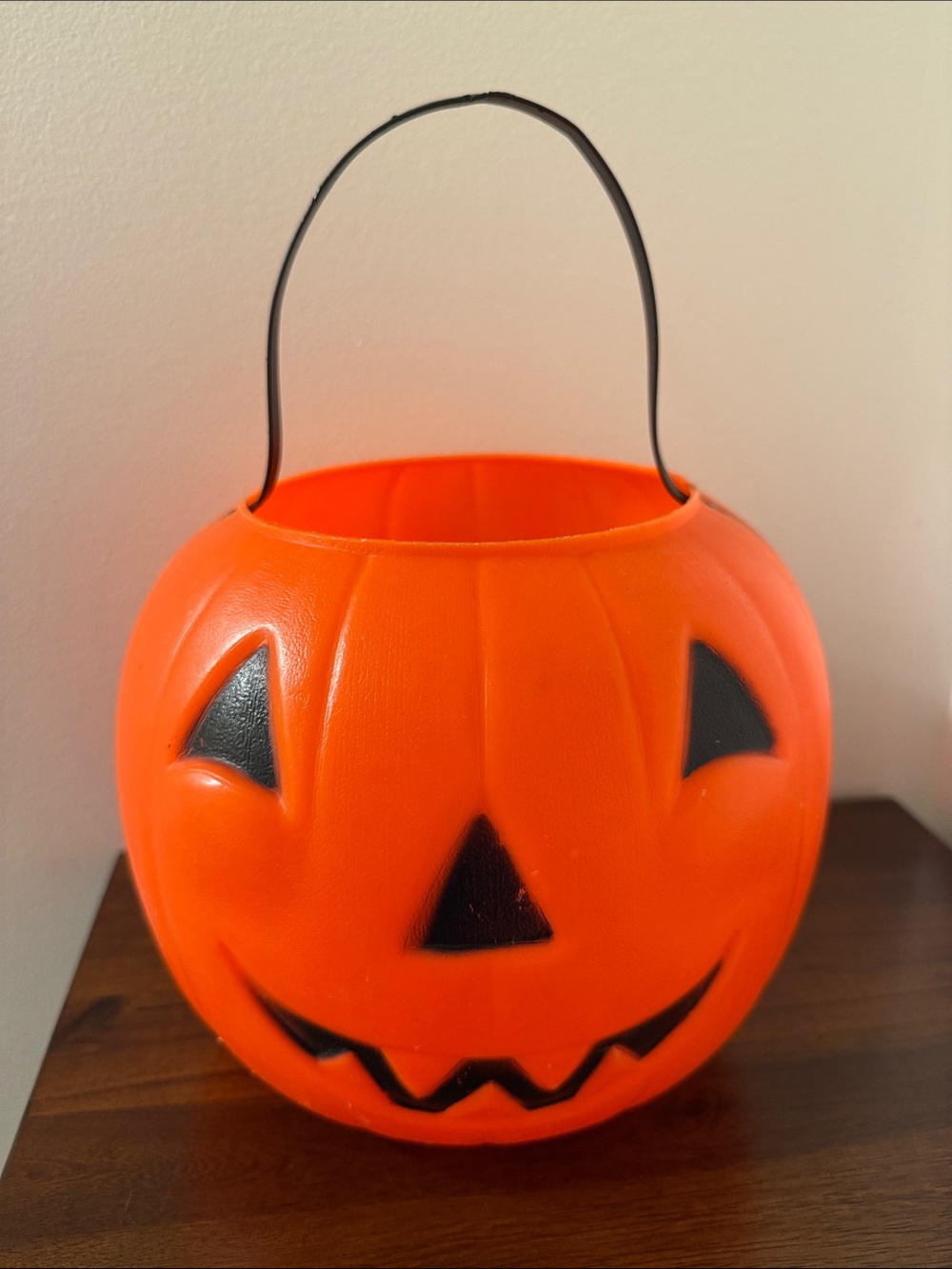 Vintage 1980 Empire Orange Blow Mold Jack O Lantern Pumpkin Candy Pail Bucket